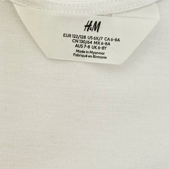 H&M Girls Floral Long-Sleeve Dress – White & Soft Rose Print - Picture 9 of 9